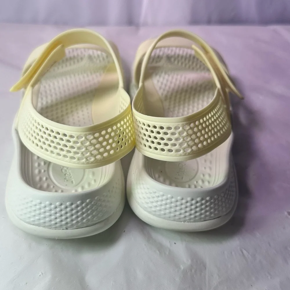 CROCS Women's Cream/Off-White Dual Strap Sandals